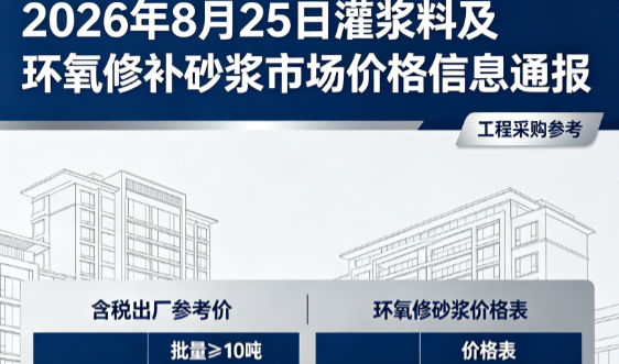山阴2026年8月25日灌浆料及环氧修补砂浆市场价格信息通报